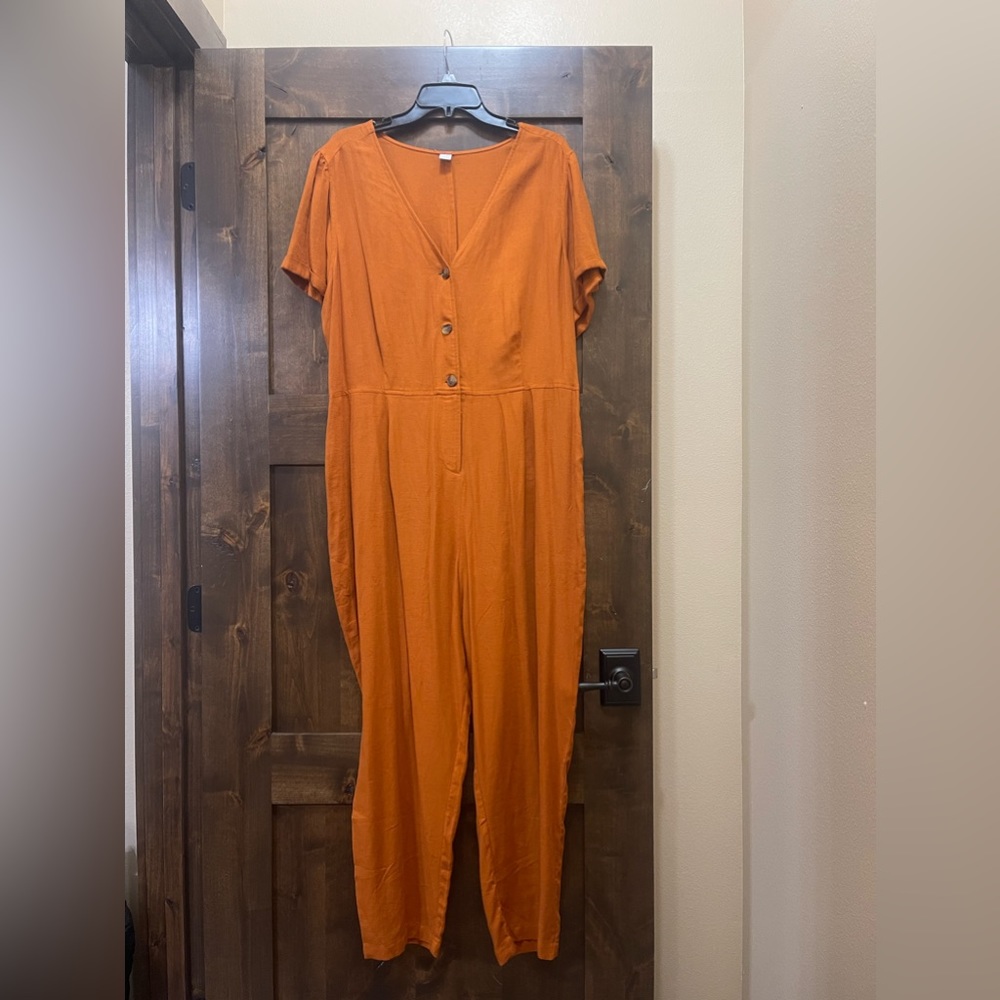XL Old Navy Linen Jumpsuit-Burnt Orange/Rust